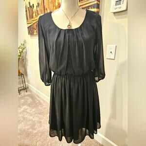 Chic Black Midi Dress with Sheer Sleeves